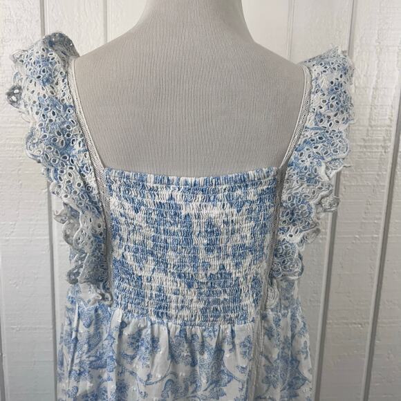 Rachel Ashwell Blue Toile Cotton Eyelet Lace Babydoll Dress Cottagecore Boho S - Picture 10 of 10